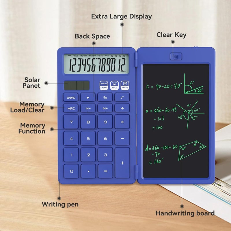 ROATEE Desk Calculator with Erasable LCD Notepad Calculators Desktop Basic Calculators for Middle School Cute Pocket Solar Calculator Office Desk Accessories Supplies Home Office Essential Big Button - Image 3